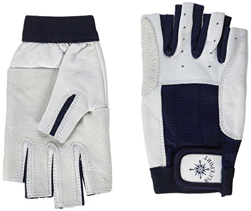 BluePort Guantes de navegación para Adultos (Unisex), de Piel, con 5 Dedos, Talla XL, Color Blanco