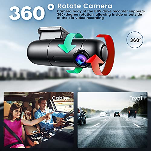 Blueskysea B1W WiFi Mini Cámara del coche Dash cam Grabador de video del vehículo 360 grados Lente giratoria 1080p 30fps G-Sensor Grabación en bucle