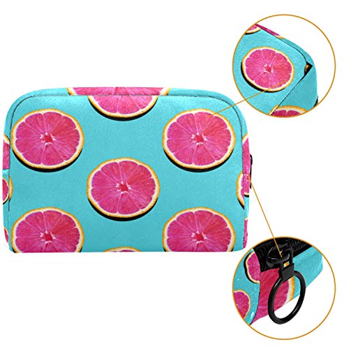 Bolsa de Maquillaje de Viaje portátil,Pomelo de Pulpa Rosa en toronja Turquesa ,Bolsa de cosméticos para Mujeres,Bolsa organizadora de Maquillaje con Cremallera de Belleza