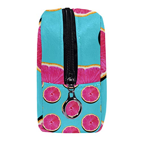 Bolsa de Maquillaje de Viaje portátil,Pomelo de Pulpa Rosa en toronja Turquesa ,Bolsa de cosméticos para Mujeres,Bolsa organizadora de Maquillaje con Cremallera de Belleza