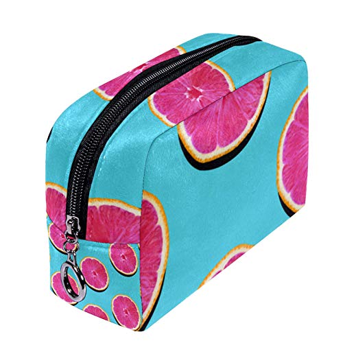 Bolsa de Maquillaje de Viaje portátil,Pomelo de Pulpa Rosa en toronja Turquesa ,Bolsa de cosméticos para Mujeres,Bolsa organizadora de Maquillaje con Cremallera de Belleza