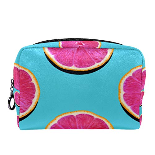 Bolsas de Maquillaje Estuche multifunción para Organizador de Bolsas de cosméticos de Viaje portátil Pomelo de Pulpa Rosa en toronja Turquesa con Neceser con Cremallera para Mujer