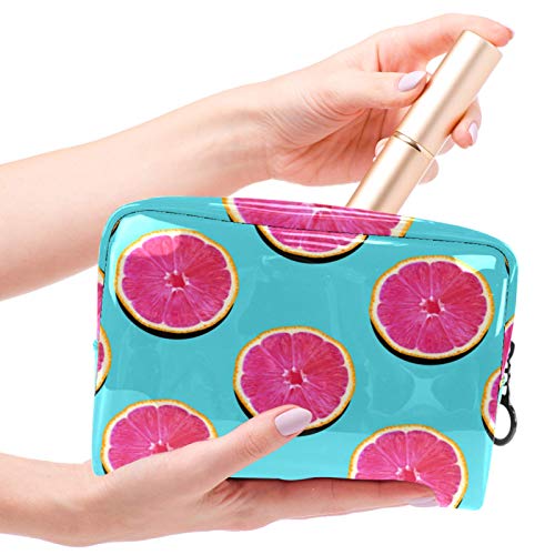 Bolsas de Maquillaje Estuche multifunción para Organizador de Bolsas de cosméticos de Viaje portátil Pomelo de Pulpa Rosa en toronja Turquesa con Neceser con Cremallera para Mujer