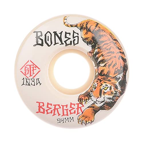 Bones Wheels STF Berger The Hunter V3 Slims - Ruedas para monopatín (54 mm, 103A), color blanco