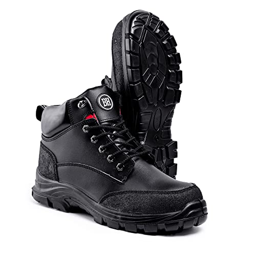 Botas de Seguridad para Hombre con Puntera de Acero S3 SRC Zapatos de Trabajo de Cuero 7700 Negro Hammer (48 EU)