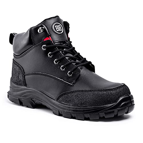 Botas de Seguridad para Hombre con Puntera de Acero S3 SRC Zapatos de Trabajo de Cuero 7700 Negro Hammer (48 EU)