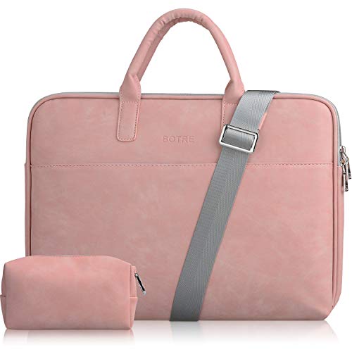 BOTRE 13-15.6 Pulgadas Bolso de Mujer Bandolera Ordenadores Multifuncional Maletín Hombre Funda para Portátil Macbook Air iPad Moda y Negocios (15.6pouces, Rosa)