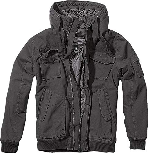 Brandit Bronx Hombre Chaqueta de Invierno Negro M, 100% algodón, Regular