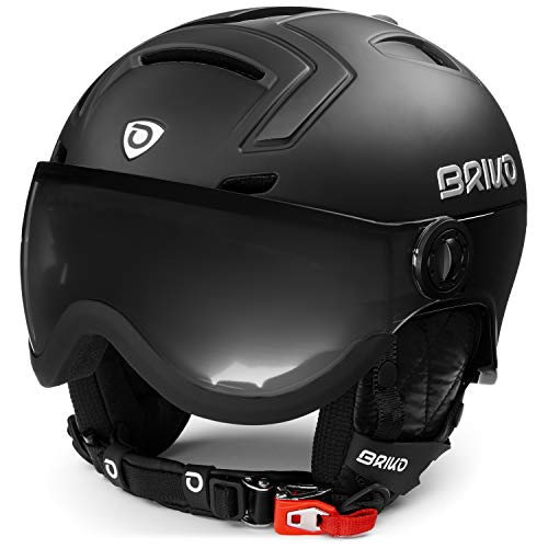 Briko Stromboli Visor Photo 2.0 Casco de esquí/Snow, Adultos Unisex, Shiny Matt Black, 59-64 cm