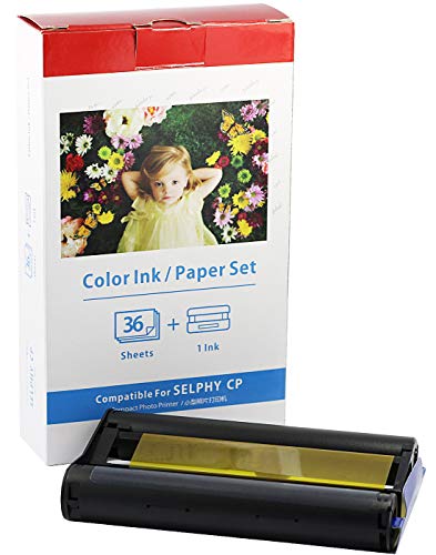 Bubprint Cartucho de Tinta + Papel fotográfico Compatible con Canon KP-36IP KP-36IN para Selphy CP1300 CP1000 CP1200 CP300 CP510 CP740 CP760 CP780 CP800 CP900