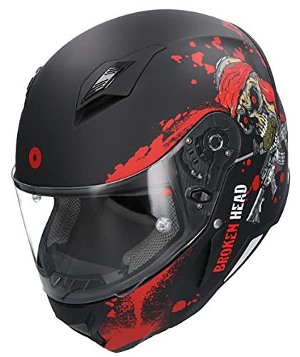 Casco Shiro SH-890 Broken Head Negro Mate Y Rojo EDICION Limitada HOMOLOGADO Unisex con PINLOK Incluido M