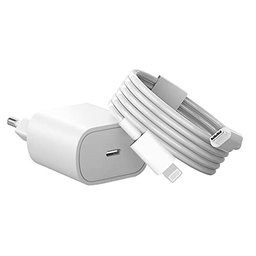 【Certificado MFi】 Cargador rápido de Pared para iPhone 13 20W PD Tipo C con Cable USB C a Lightning de 6 pies Compatible con iPhone 13/12/12 Mini/12Pro /12 Pro Max/11/11 Pro MAX/XS MAX/XR/X