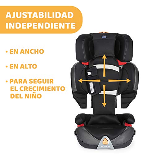 Chicco Oasys 23 FixPlus EVO Silla Coche ISOFIX Reclinable Grupo 2/3 Niños 15-36 kg, de 3-12 Años, Fácil de Instalar, con Protección Lateral, Safe Pad, Ajustable en Altura y Anchura - Negro (Jet Black)