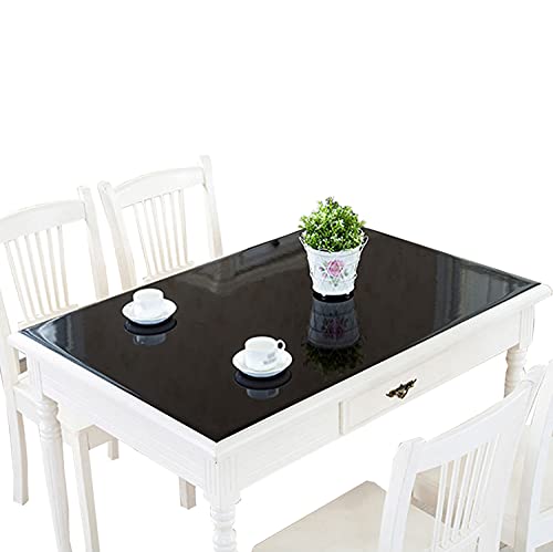 CIEEIN CIEHT Mantel Rectangular de PVC Mantel Cuadrado Vidrio Blando Película Protectora para Muebles Impermeable y fácil de Limpiar Negro Grosor 1.2 mm Talla 85 * 140cm