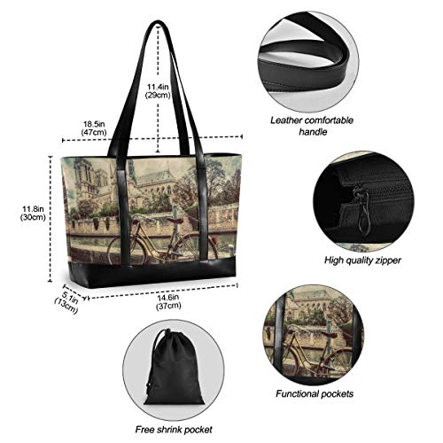 City Landscape Bike Handbag Tote Casual Outdoor Computer Bag Fashion Large Capacity