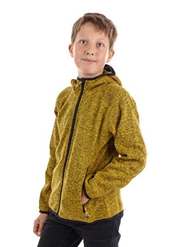 CMP Jungen Knit Tech - Chaqueta de forro polar de poliéster con capucha, Niños, Chaqueta de forro polar., 3H60844, Miele-Nero., 164