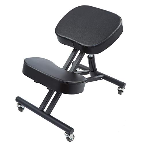 CO-Z Silla Ergonómica para Rodillas Silla Ergonómica de Rodillas Ajustable para Mejorar la Postura Taburete para Rodilla con Ruedas y Cojines Gruesos (Sin Respaldo)