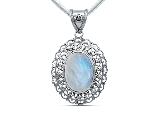 Colgante de plata 925 Piedra de luna + cadena de plata (No: MAH 150-04), Kettenlänge:45 cm