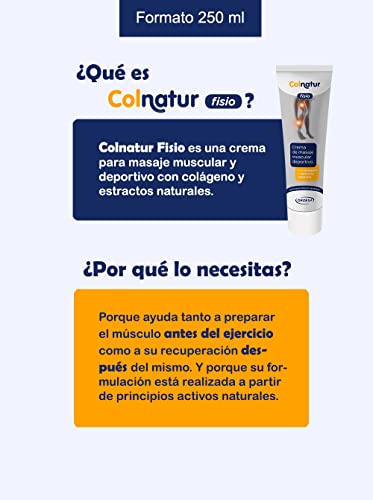 Colnatur Fisio – Crema de Masaje Muscular Deportivo, con Colágeno y Extractos Naturales, 250 ml