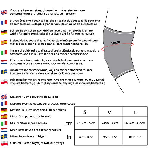 Compress Pro Coderas Deportivas Medianas (1 Férula) Codera Codo Tenista, Codo de Golfista, Levantamiento de Pesas, Tendinitis Codo y Lesiones Deportivas – Alivio Dolor Articulación Hombre y Mujer