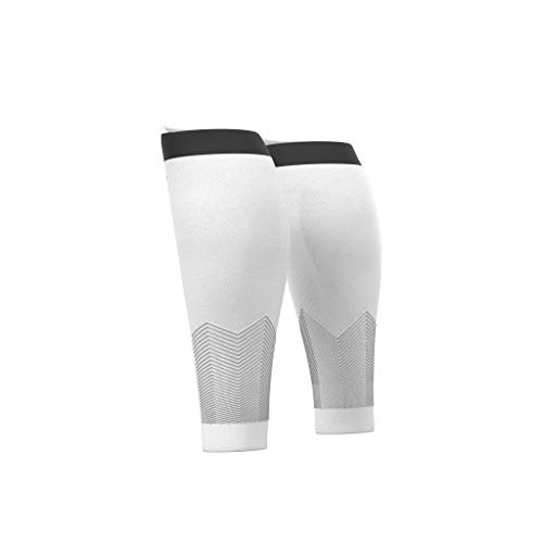 Compressport R2V2 - Manga de compresión para las pantorrillas - Protección muscular, rendimiento y recuperación para el deporte - Ultraligero y anti-fatiga - Correr, Ciclismo, Trail y Triatlón, Blanco