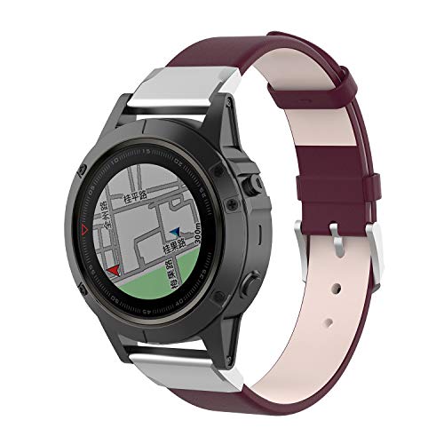 Correa para Garmin Fenix 6X,26mm Correas Reloj,Bandas Correa,Genuine Leather Reloj Recambio Brazalete Correa Repuesto para Garmin Fenix 5X Plus/Fenix 5X/Fenix 6X Pro/Fenix 3 Sapphire/Fenix 3 (morado)