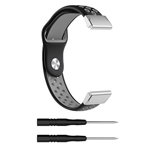 Correa para Garmin Fenix 6X,26mm Correas Reloj,Bandas Correa,Silicona Reloj Recambio Brazalete Correa Repuesto para Garmin Fenix 5X Plus/Fenix 5X/Fenix 6X Pro/Fenix 3 Sapphire/Fenix 3 (negro-gris)