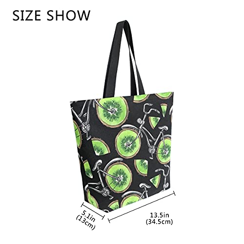 COZYhome Bolso de lona grande divertido Kiwi Bike Tote Bolsas reutilizables bolsa de compras bolsa de hombro bolso para mujeres trabajo escuela