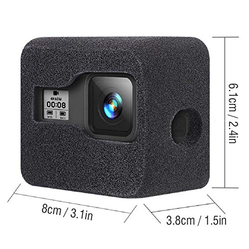 Cubierta de Parabrisas para Gopro, Action Windscreen Foam Windshield Housing Case para Gopro Hero8, Negro