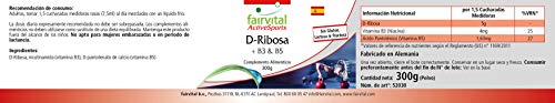 D-Ribosa en polvo - Pura - Enriquecida con Vitamina B3 y B5 - VEGANA - 300g - Calidad Alemana