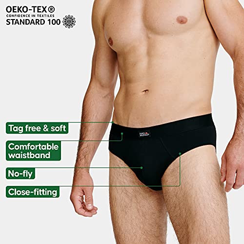 DANISH ENDURANCE Calzoncillos Slip de Algodón para Hombre Pack de 6, Calzoncillos Brief, Corte Clásico, Ropa Interior Cómoda y Ultra Suave, Duradero, Negro, Gris, Blanco (Negro, Large)