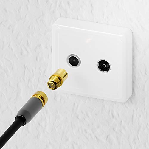 deleyCON Adaptador SAT SET F-Plug to Antenna Cable F-Coupling Coaxial Coupling F-Socket to 1x IEC Antenna Plug and 1x IEC Antenna Socket