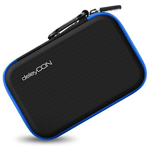 deleyCON Navi Case Funda para Dispositivos de Navegación de hasta 4,3" & 5" Pulgadas (14,6x9,3x3,4cm) - Sólida - Dos Compartimentos Interiores - Azul