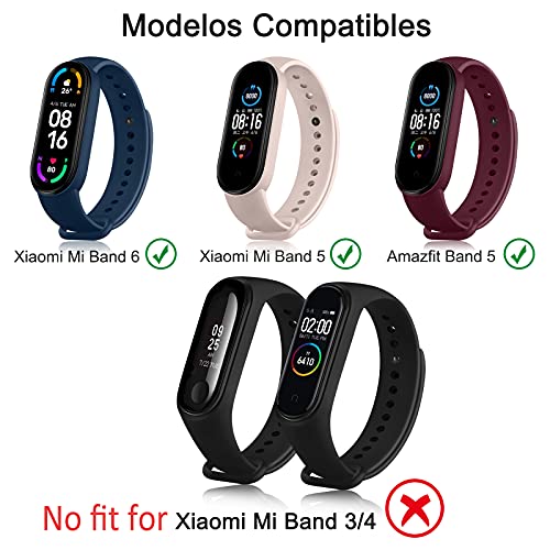 DEOU 4 Pack Correas Compatible con Xiaomi Mi Band 5 Xiaomi Mi Band 6 Amazfit Band 5,Pulseras de Repuesto Coloridos Suave Silicona Correa para Mi Band 5 & Mi Band 6 & Amazfit Band 5(No Host)(4Pack C)