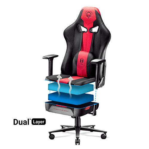 Diablo X-Player 2.0 Silla Gaming Oficina Apoyabrazos 3D Diseño Ergonómico Cuello/Cojín Lumbar Antracita-Carmesí Normal (L)