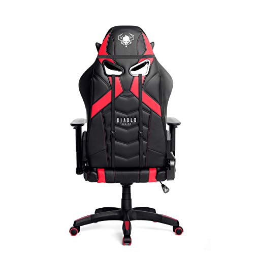 Diablo X-Ray Gaming Silla de Oficina Silla Gamer Apoyabrazos 4D Diseño Ergonomico HQ Cuero Sintético Perforación Función de Inclinación Soporta Hasta 150 kg negro-rojo Normal (L)