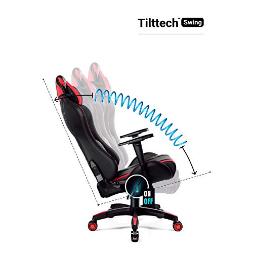 Diablo X-Ray Gaming Silla de Oficina Silla Gamer Apoyabrazos 4D Diseño Ergonomico HQ Cuero Sintético Perforación Función de Inclinación Soporta Hasta 150 kg negro-rojo Normal (L)