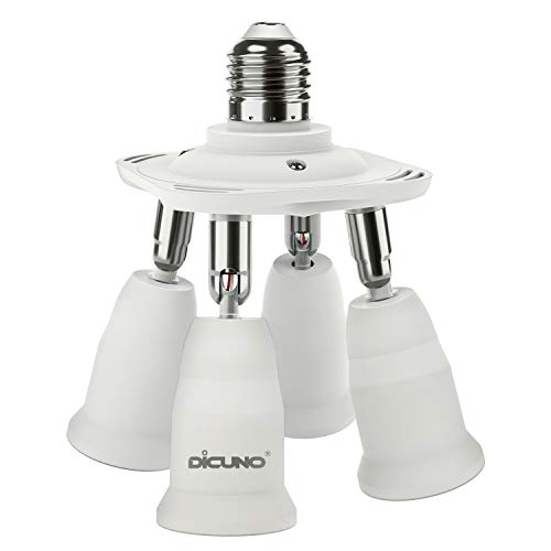 DiCUNO 4 en 1 E27 Adaptador de enchufe, E27 Bombillas LED portalámparas, Normal convertir encufe del lámpara de araña con 360 Grados de flexión ajustable en 180 Grado