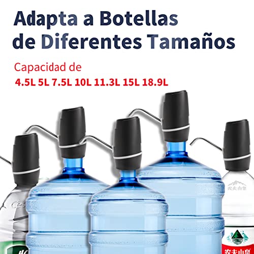 Dispensador de Agua Electrico para Garrafa, Dispensador Bomba de Agua Portátil para Bidones y Botellas de Agua 4 - 20 litros con Medidor AUTOSTOP, Grifo para Garrafas de Agua Mineral, USB Recargable