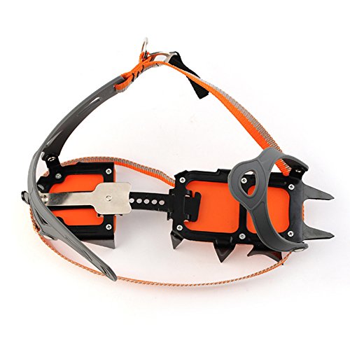 Docooler 14 Puntos Pinzas Dentadas Crampones Escalada en Hielo de Acero al Manganeso Crampón Dispositivo de Tracción (Naranja)