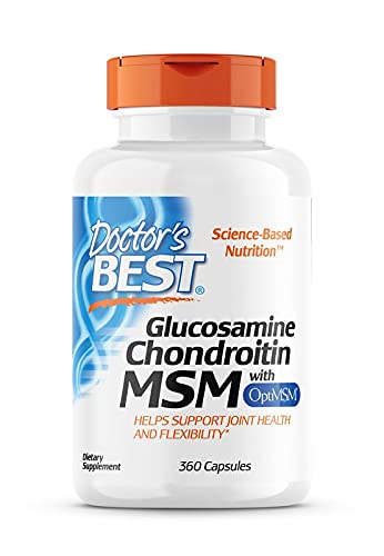 Doctor's Best, Glucosamina-Condroitina MSM, con OptiMSM, 360 Cápsulas, Probado en Laboratorio, Sin Soja, Sin Gluten, No GMO