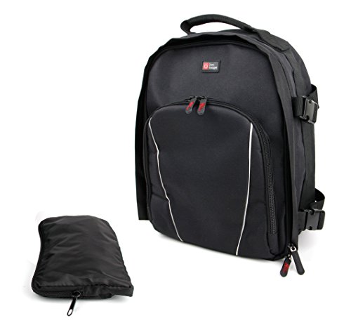 DURAGADGET Mochila Negra Resistente Al Agua Compatible con Garmin Virb X | XE + Funda Impermeable