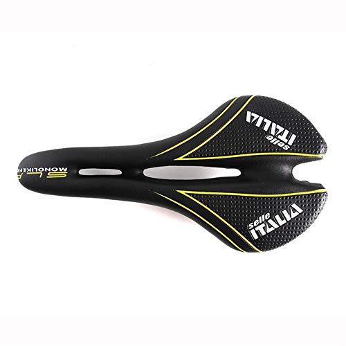 DYQ Asiento de Bicicleta MTB Nueva sillín Selle Italia Ultraligero Bicicleta de montaña ergonómico cómodo Camino de Onda Montar de la Bici de Ciclo del Asiento (Color : Black Yellow)