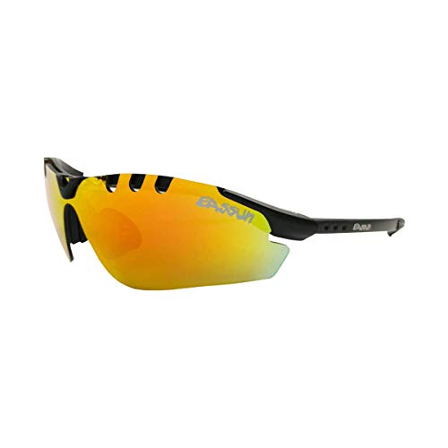 EASSUN Gafas de Running X-Light Sport, Solares Cat 2 o 3, Ultraligeras - Negro Mate, Rojo Fuego, Cat 3