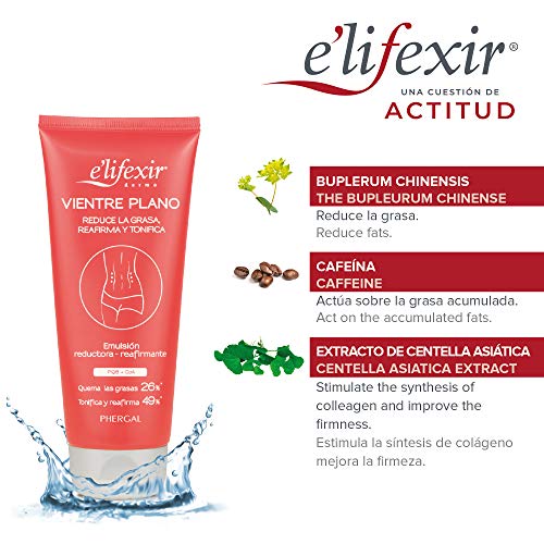 Elifexir Vientre Plano | Crema Remodelante, Reafirmante y Tonificante | Combate la Flacidez del Abdomen | Gel Anticelulítico | Hidratación y Firmeza | Extracto Seco de Centella Asiática - 200 ml