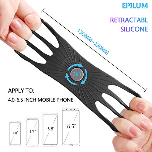 Epilum Soporte Movil Bicicleta, Universal Rotación 360° Soporte Manillar de Silicona Soporte Movil para Bicicleta Motocicleta Ciclismo GPS Nacigatore para iPhone 11 8 Plus X XS MAX XR Samsung