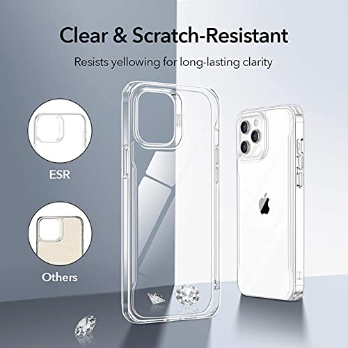 ESR Funda Híbrida Compatible con iPhone 12/12 Pro 6.1'' con 2 Protector de Pantalla, Anti-Amarillea y Anti- Arañazos, Carcasa Silicona, Transparente