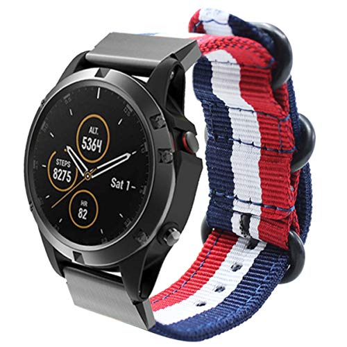 ESTUYOYA - Pulsera de Nailon Compatible con Garmin Fenix 6X/Fenix 6X Pro/Fenix 5X/Fenix 5X Plus/Fenix 3/Fenix 3 HR Colores Bandera de Francia, 26mm Transpirable Cierre de Seguridad, Easy Fit