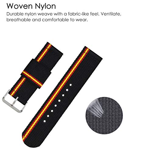 Estuyoya - Pulsera de Nailon Compatible con Samsung Galaxy Watch 3 45mm/ Gear S3 Frontier/Classic/Colores Bandera de España 22mm Ajustable Transpirable Deportiva Casual Elegante - Lineblack