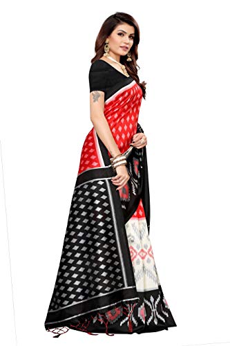 ETHNICMODE Women's Banarasi Art Silk Fabrics Multi-Colored Printed Sari with Blouse Piece (Fabric) Sandhya Black